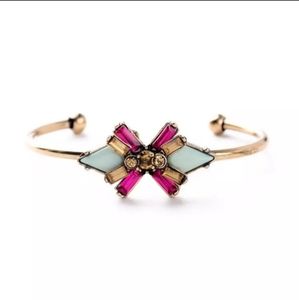 Pink and yellow crystal cuff bracelet